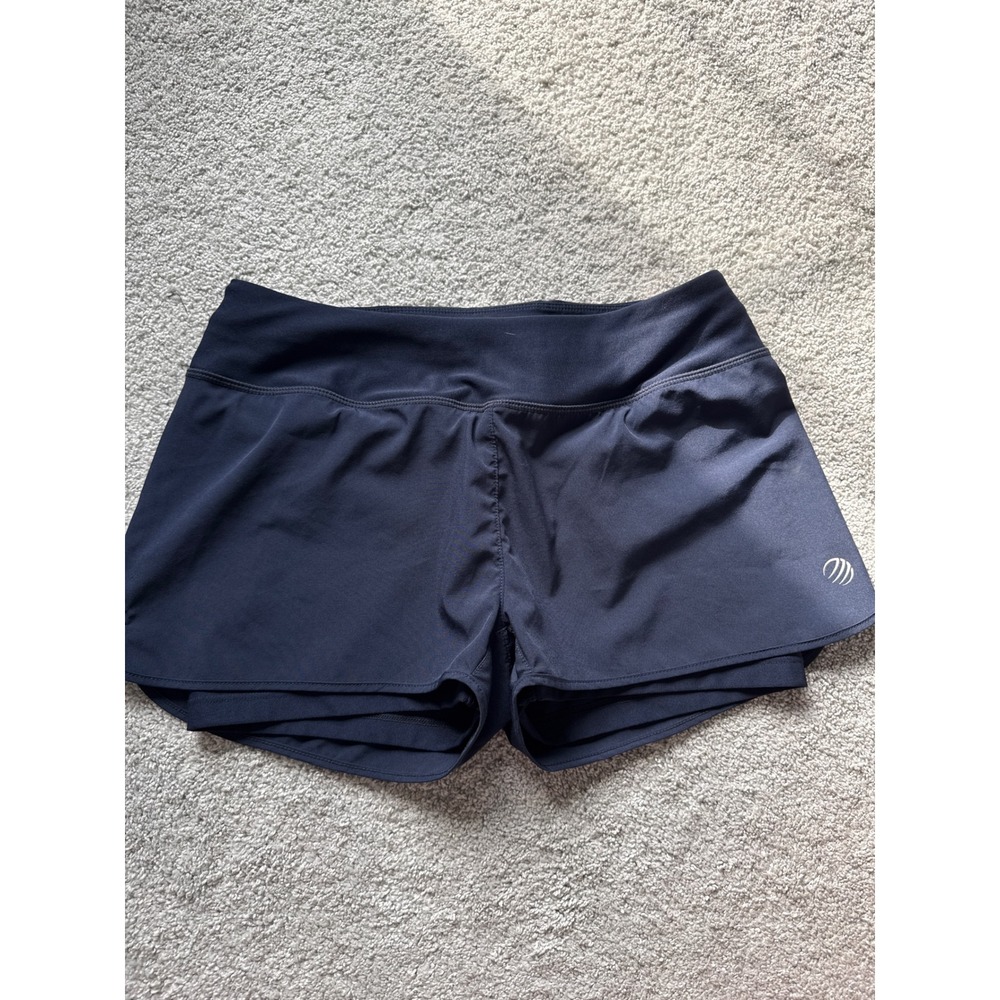 MPG Sport Womens Navy 2-in-1 Running Shorts with Liner Rear Zip Pocket Size S